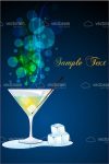 Wine Glass with Bokeh Style Bubbles, Ice and Sample Text